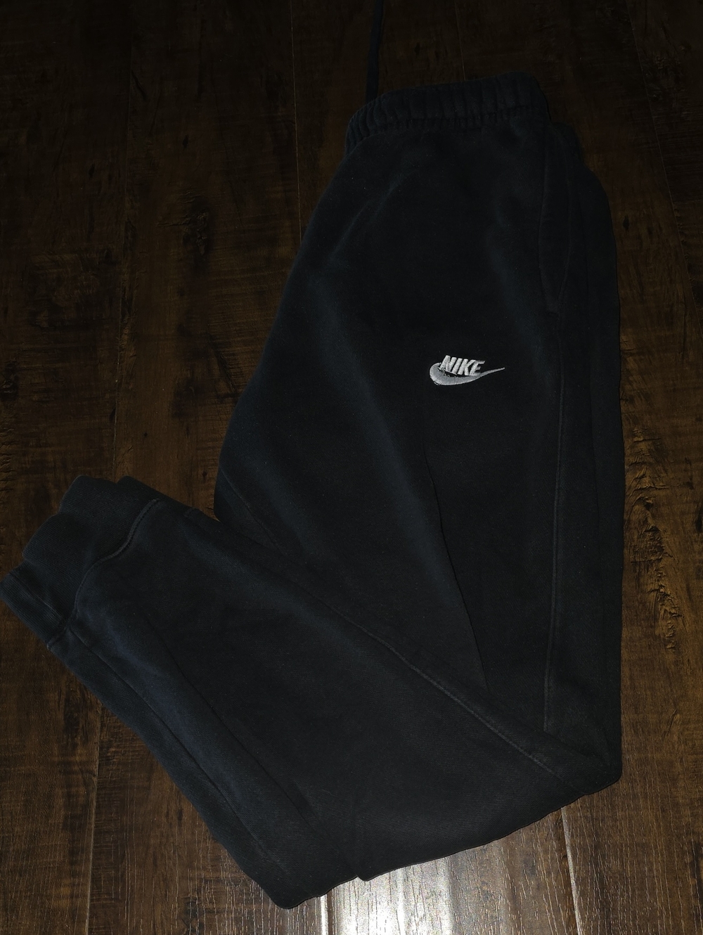 Nike Black Kids Jogger Sweatpants with White Swoosh